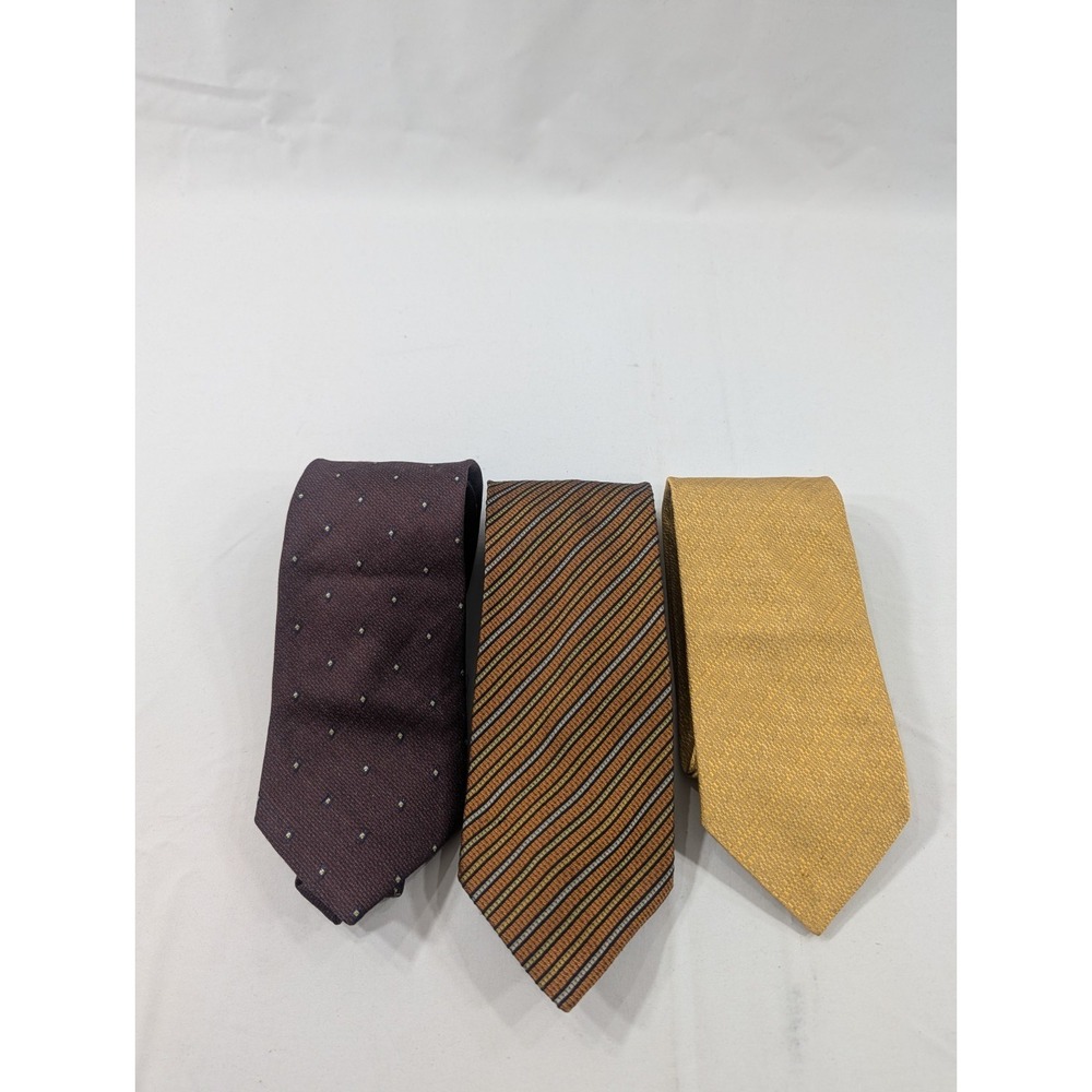 3) Three Harold Powell Men's Necktie Burgundy Lion Crest Vintage